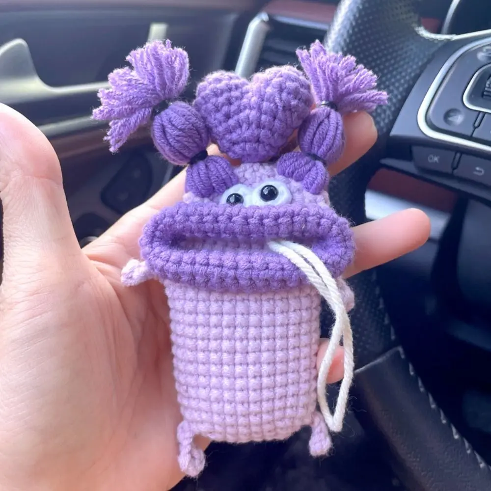 Card Bag Car Key Cover Car Key Clothes Hand Woven Wool Key Bag Knitting Key Case Sausage Mouth Key Bag Big Mouth  Key Pendant