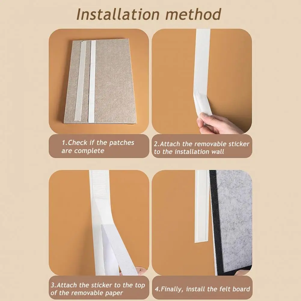 Classroom Felt Display Board Scalloped Felt Pin Bulletin Board Strips Self-adhesive Cork Board Bar for Office School Foldable