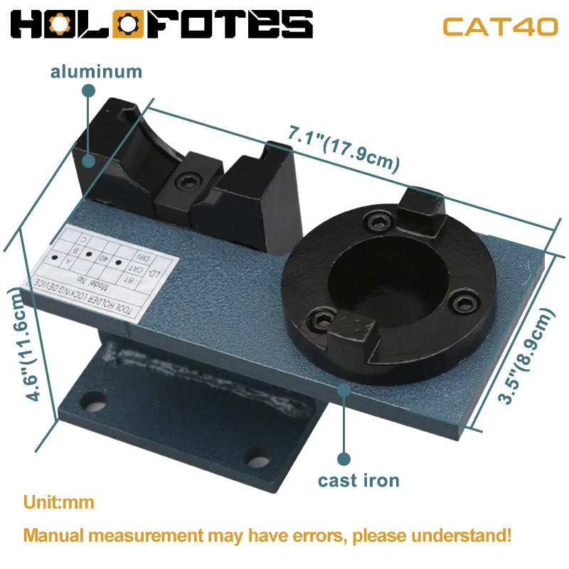 CAT40 Tool Holder Tightening Fixture Cast Iron Aluminum Seat Tool Holder Locking Device Collet Chuck Fixtures CNC Mill Machine