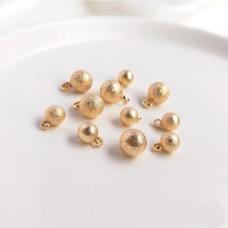 

6mm 8mm 14k Gold Plated Frosted Tiny Ball Charms For Diy Wholesale Jewelry Making Supply