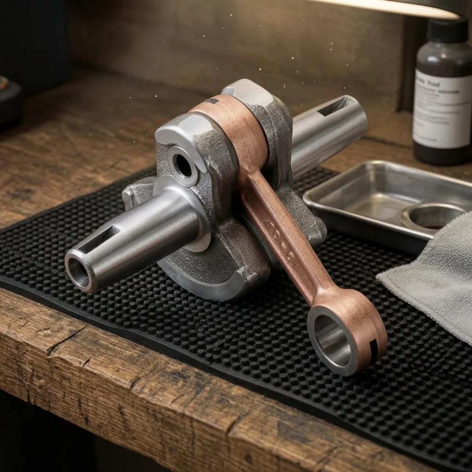 Crankshaft Connecting Rod Assembly Cylindrical Shaft Grass Trimmer Crankshaft Crank Linkage Through-Hole Ends Outdoor Tool Part