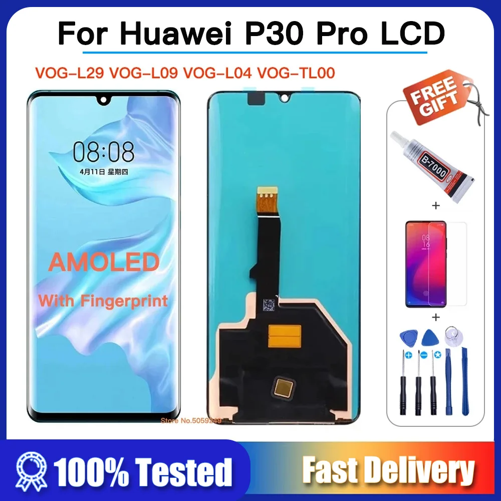 

6.47" AMOLED Original Display For Huawei P30 Pro P30Pro LCD Display Touch Screen Digitizer Assembly VOG-L29 VOG-L09 VOG-L04 LCD