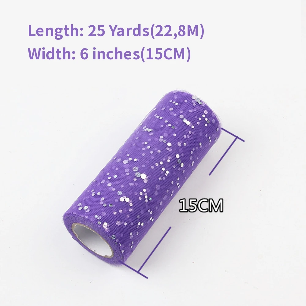 Glitter Sequin Tulle Roll Fabric 6 Inch X 25 Yards Multiple Colors Can Be Used For Table Dresses Wedding Decorations Baby Shower