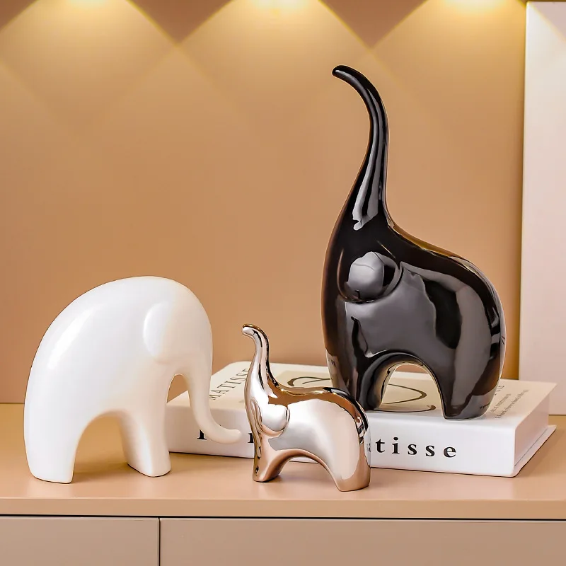 

Luxury Elephant Ornament Elegant Exquisite Modern Decor for Living Room Cabinet Sideboard Office Home Art Table Decoration