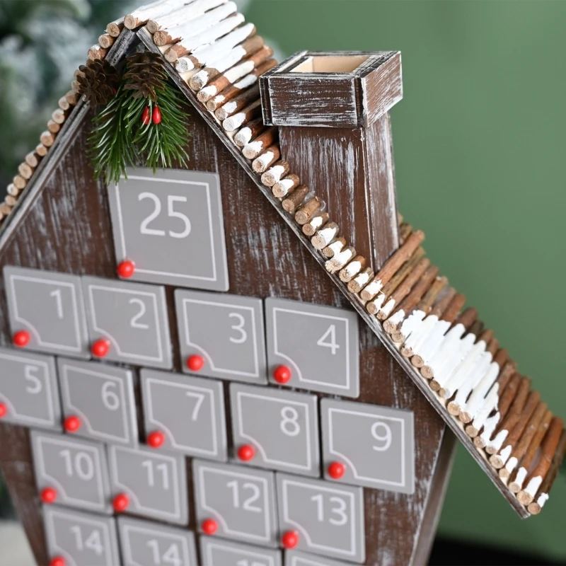 KX4B Gray Houses Advents Calendar with 24 Cards Christmas Countdowns Decoration