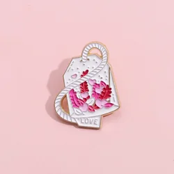 Cartoon Box Enamel Pin Creative Pink Leaf Heart Design Brooches For Shirt Hat Lapel Metal Badges Jewelry Gift Wholesale