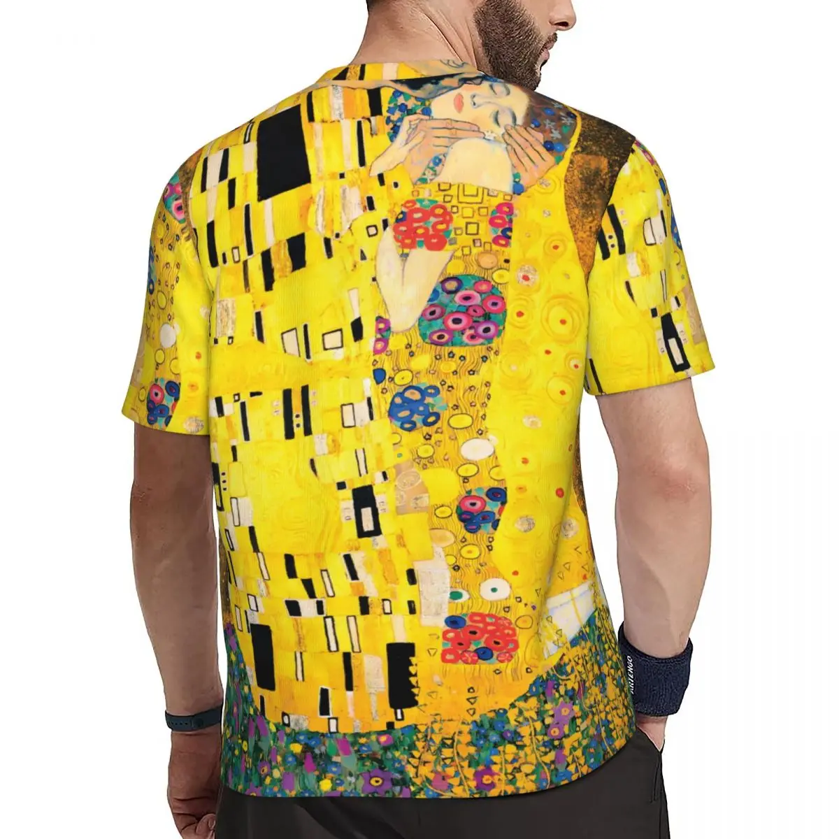 The Kiss By Gustav Klimt Sports T-Shirt Abstract Art Fashion T Shirts Men Vintage Tshirt Summer Short Sleeves Graphic Top Tees