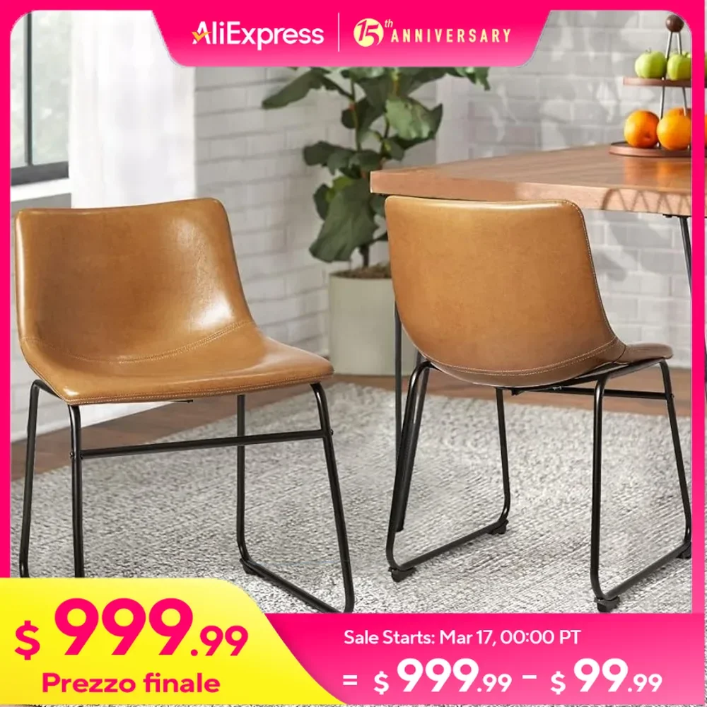 

Dining Chairs,Inch Kitchen Dining Room Chairs with Backrest and Metal Leg, Modern Armless Chair,Upholstered Seat Set of 2