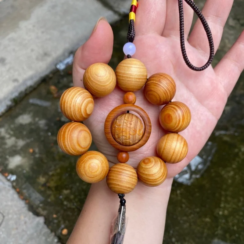 Cypress wood high-oil pendant, Buddhist beads, shift , wooden bead gear knob decoration, car interior accessory