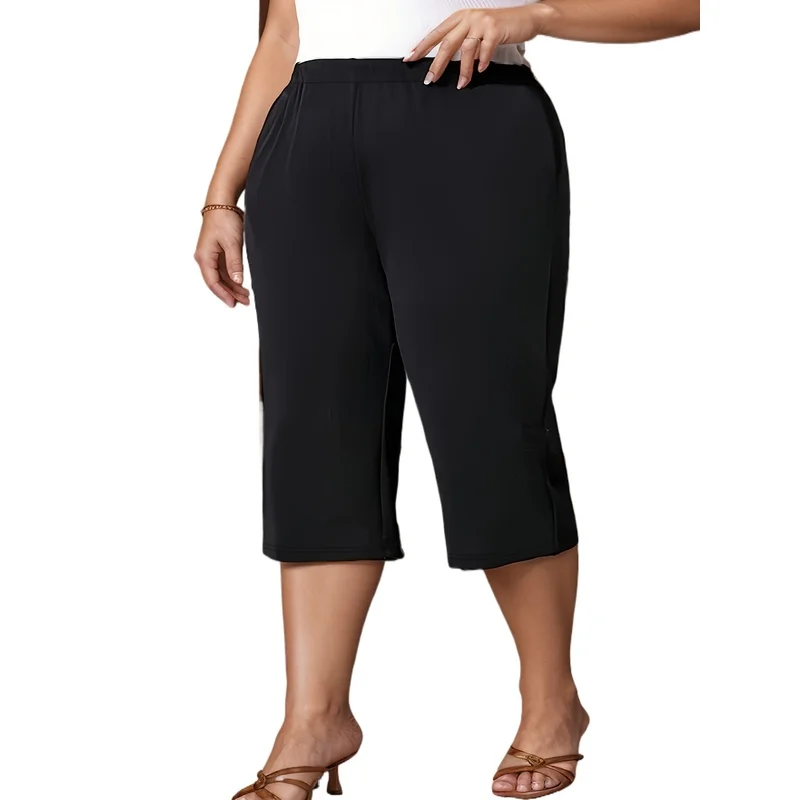 

2026 Plus Size Regular Waist Straight Pants with Slimming Effect