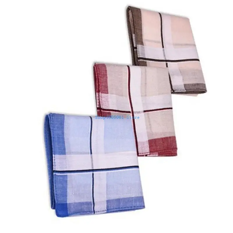 

T3LC 3Pcs Cotton Handkerchiefs Women Men Unisex Square Pocket Towel Face Wipe Towel