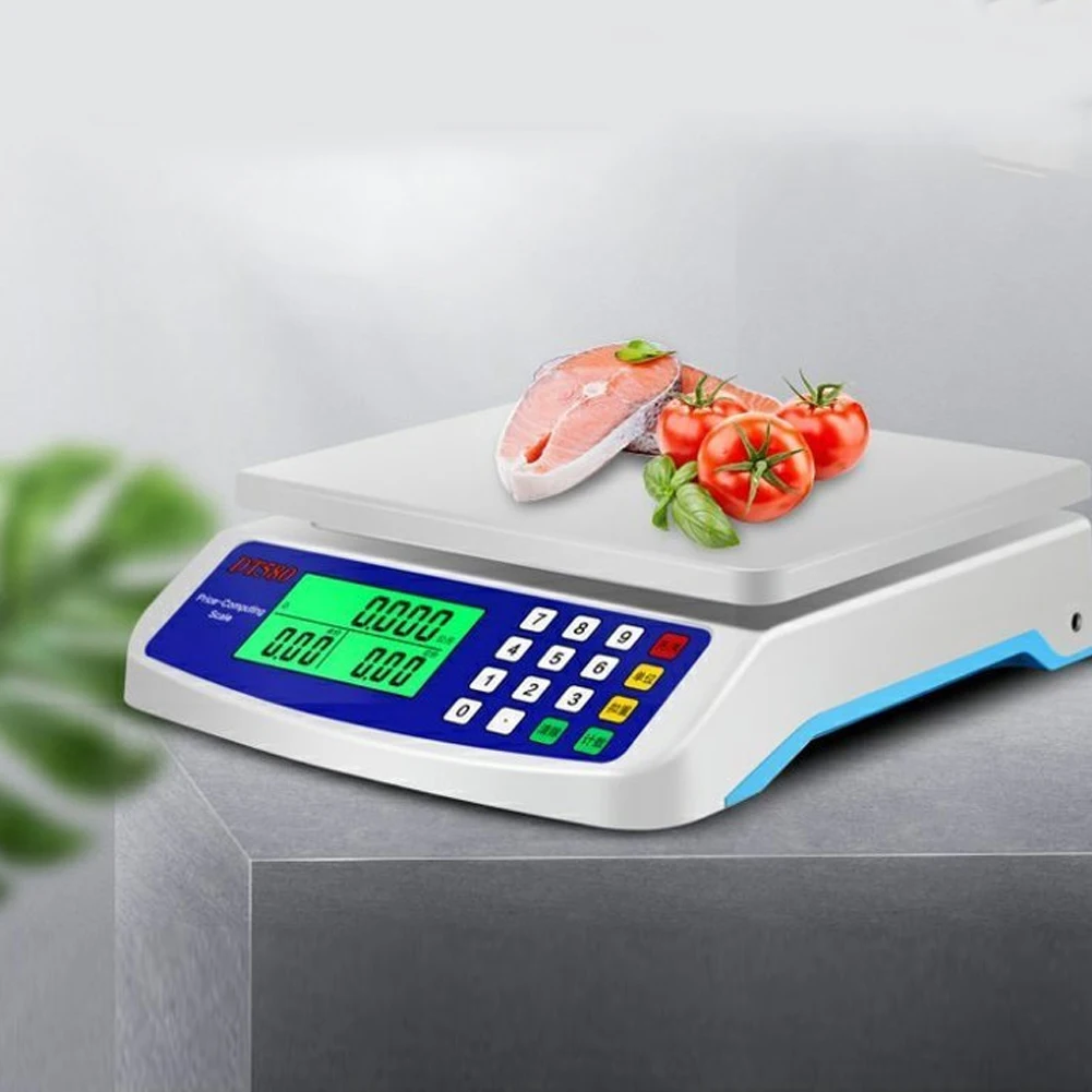 30kg/1g Commercial Food Scale LCD Display Price Computing Scale Multi-Function Stainless Steel Counting Scale for Baking Cooking