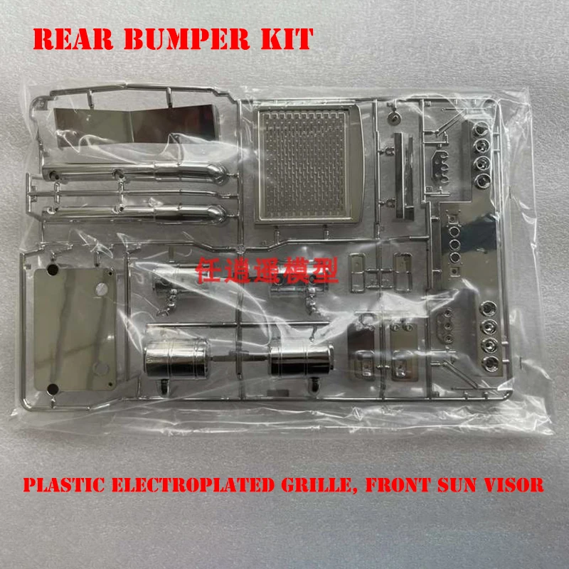 

Rear Bumper Kit,Plastic Electroplated Grille, Front Face Sun Visor for 1/14 Tamiya RC Truck Trailer 56344 New King DIY Car Part