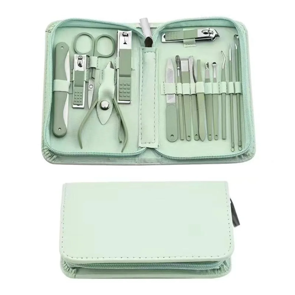 

Stainless Steel Nail Clipper Kit Professional with Storage Case Nail Grooming Kit Durable Green Fingernail Trimmer Suit Home