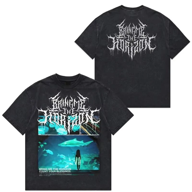 Anime Animation Metal Band Bring Me The Horizon T-Shirt Graphic Tee Summer Streetwe Suitable for Both Men and Women