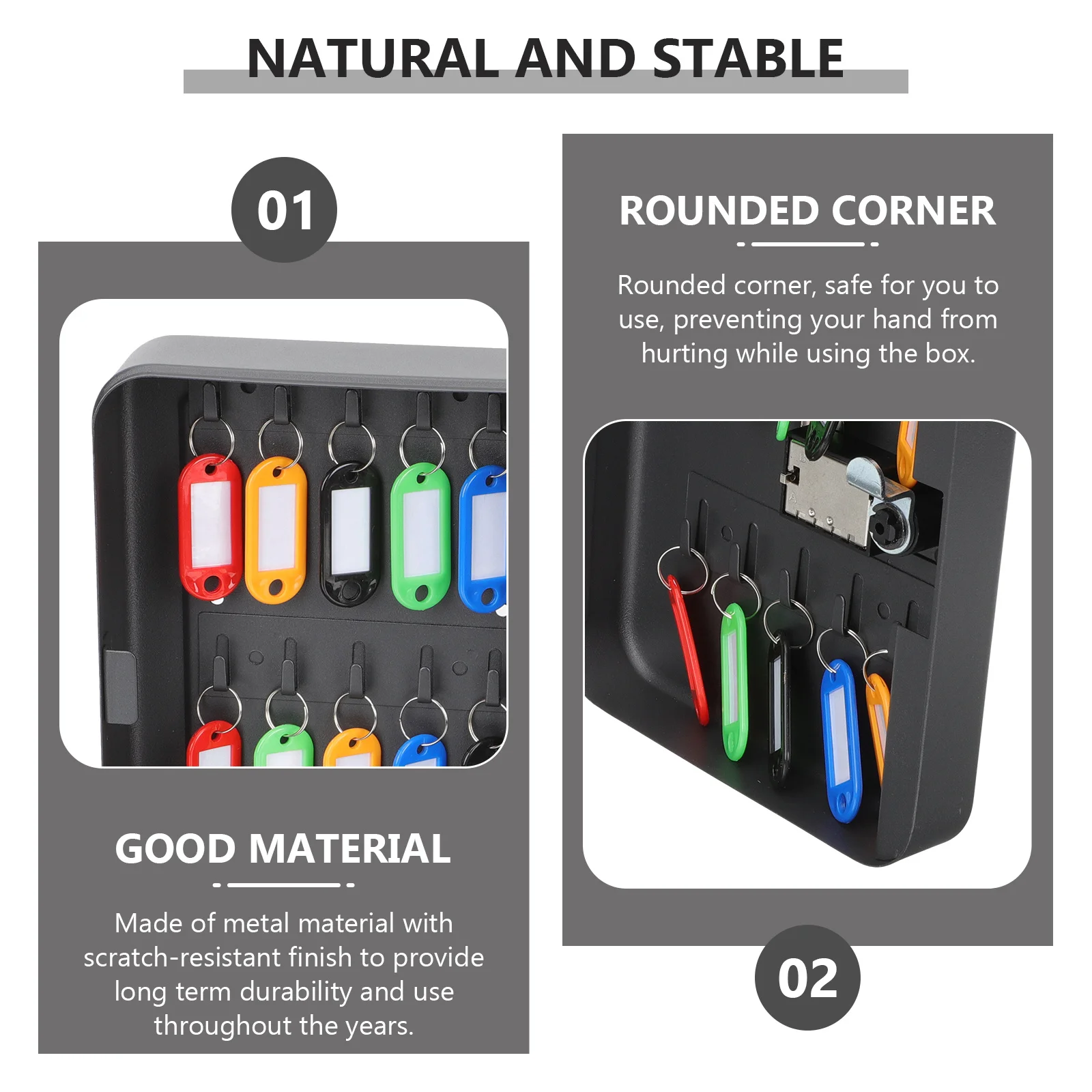 1 مجموعة 20 فتحة اقفال الصناديق الرئيسية الحائط صندوق إدارة المفاتيح المعدنية رمز الوصول إلى سطح مقاوم للخدش #1