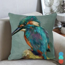 Lovely Bird Cushion Cover Flower Pattern Pillow Covers Decorative for Sofa Bed Living Room Decor Polyester Fauxlinen Accessories