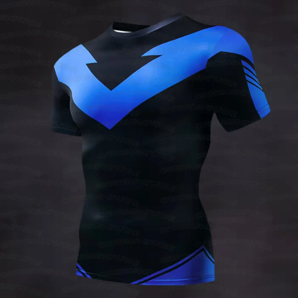 Summer Men's Women's Nightwing Print Quick-Dry Shirt Short Sleeve Casual T-Shirt Sportswear Gym Training Sports Tops