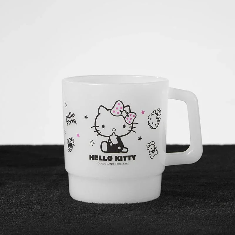 Kawaii Hello Kitty Stackable Glass Mug With Handle Cute Cartoon Print Drinking Cup For Coffee Milk Juice Home Office
