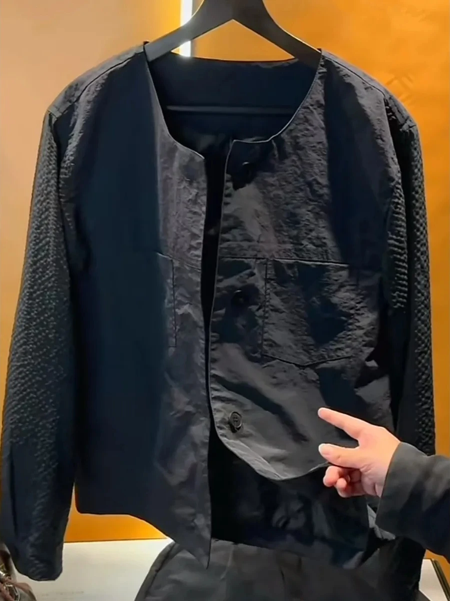 

American Retro Faion Patchwork Loose Casual Bla Jaet Men's Autumn New Sle Coat Simple Polyester Youth Busin Outerwear