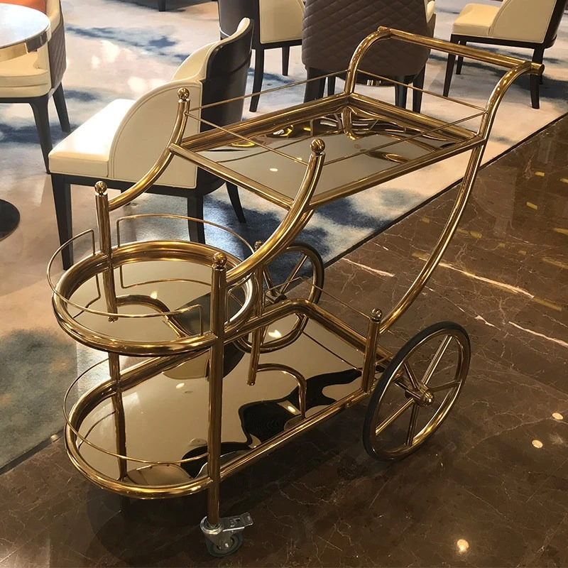 Modern simple mobile trolley commercial three-layer wine and tea cart