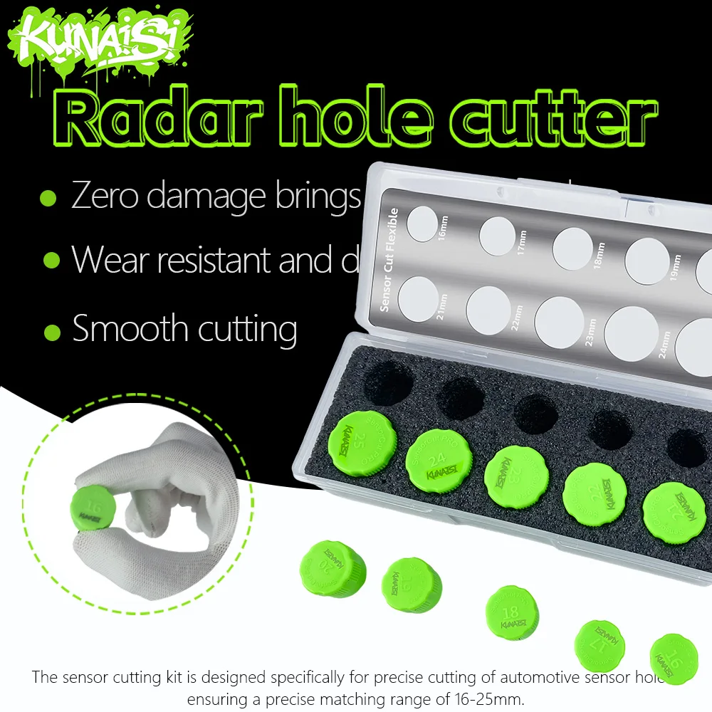 KUNAISI Car Radar Detector Film Cutting Template Kit Vinyl Wrap Sticker Round Knob Precision Cut Stencil Tools 16mm~25mm Diamete