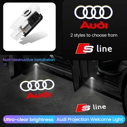 Porta do carro LED Luzes de boas-vindas para Audi, Projetor Logo, Lâmpada Sombra Fantasma, A1, A3, 8P, 8V, A4, A5, A6, A7, A8, Q3, Q5, q7, Q8, TT Sline, 2 PCes