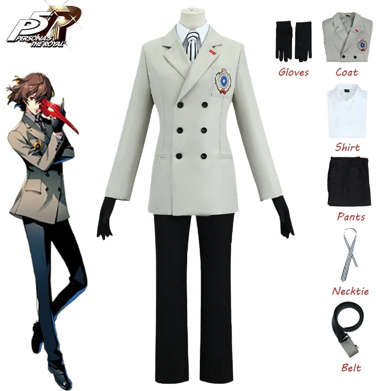 

Gorou Akechi Cosplay Costume Persona P5 Cosplay School Uniform Carnival Party Role Play Clothing Full Set Outfits for Men Women