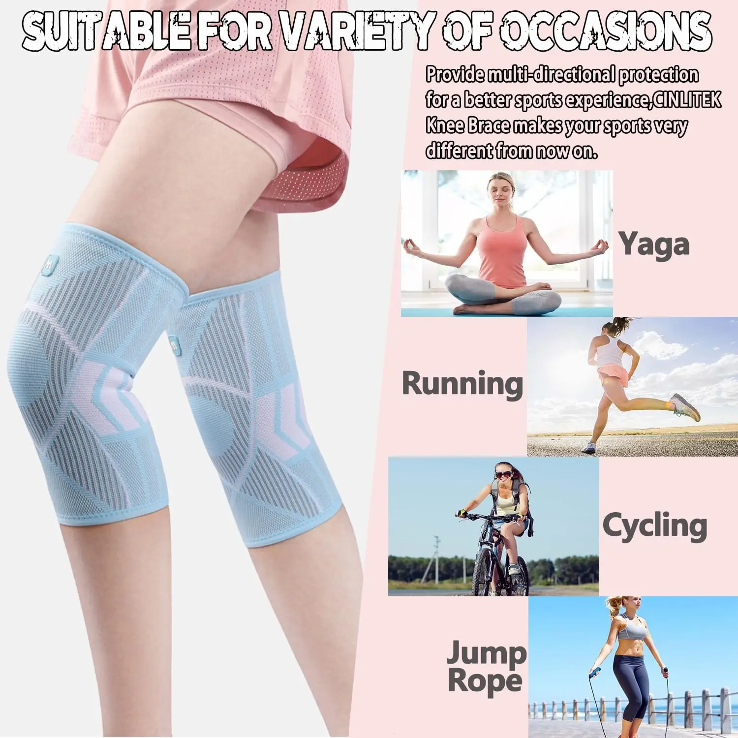 2Pcs Knee Supports Brace for Women Knee Compression Knee ​Pads Arthritis Joint Pain Relief Blue Pink Sports Running Protector