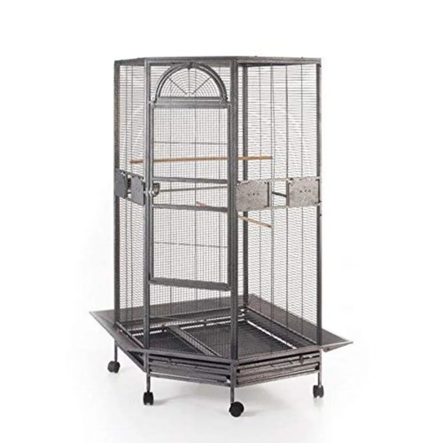 

Вольер-клетка Parrot Escape Jumbo Corner для крупных птиц с деревянным каркасом и зеленой сетчатой внутренней отделкой для безопасных игр на улице