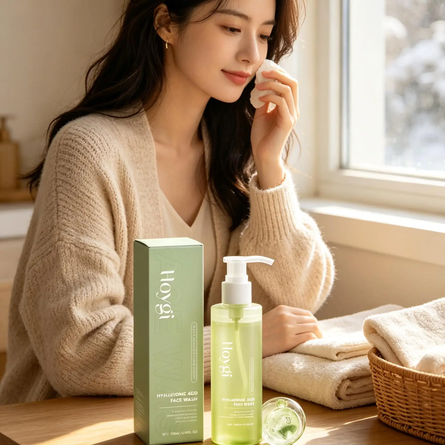 Hoygi Foaming Facial Cleanser Soft Glow Skin Barrier Repair Care Refreshing Aloe Hyaluronic Acid Deep Hydration Face Wash Foam