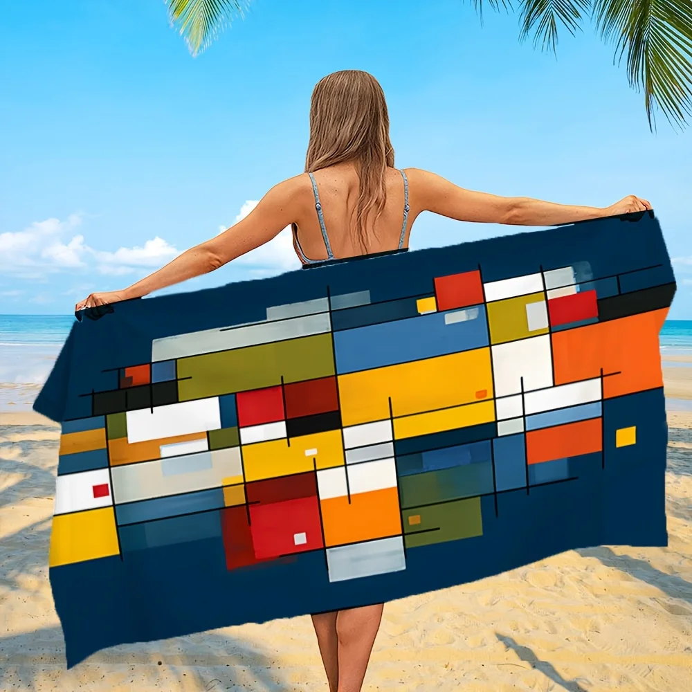 Abstract Grid Blanket Bauhaus Minimal Color Blocks Contemporary Art Travel Gift Sophisticated