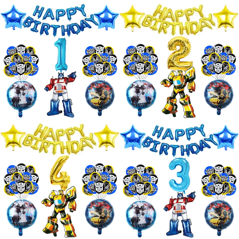 Cartoon Transformation Aluminum Film Balloon Birthday Party Decoration Set Children's Robot Toy Balloon Background Package