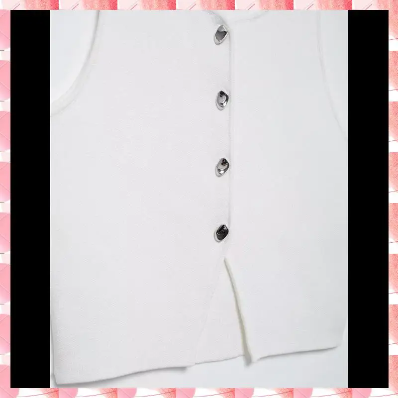 

Womens Sleeveless Cropped Sweater Vest Summer Trendy Knit Crop Tank Tops Crewneck Button Y2K Going Out Top