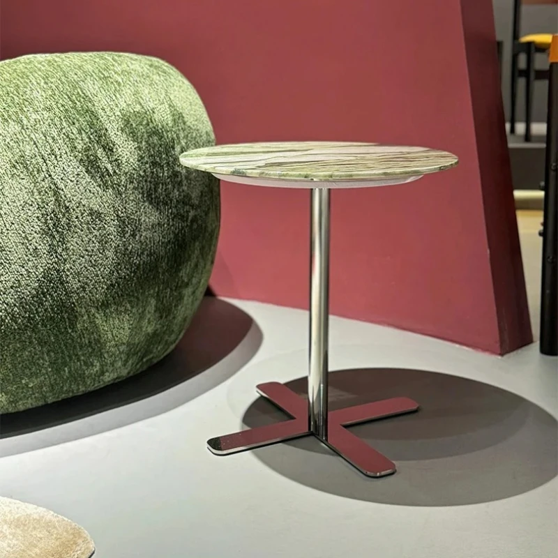 Light luxury natural marble edge design luxury stone minimalist corner mirror metal table