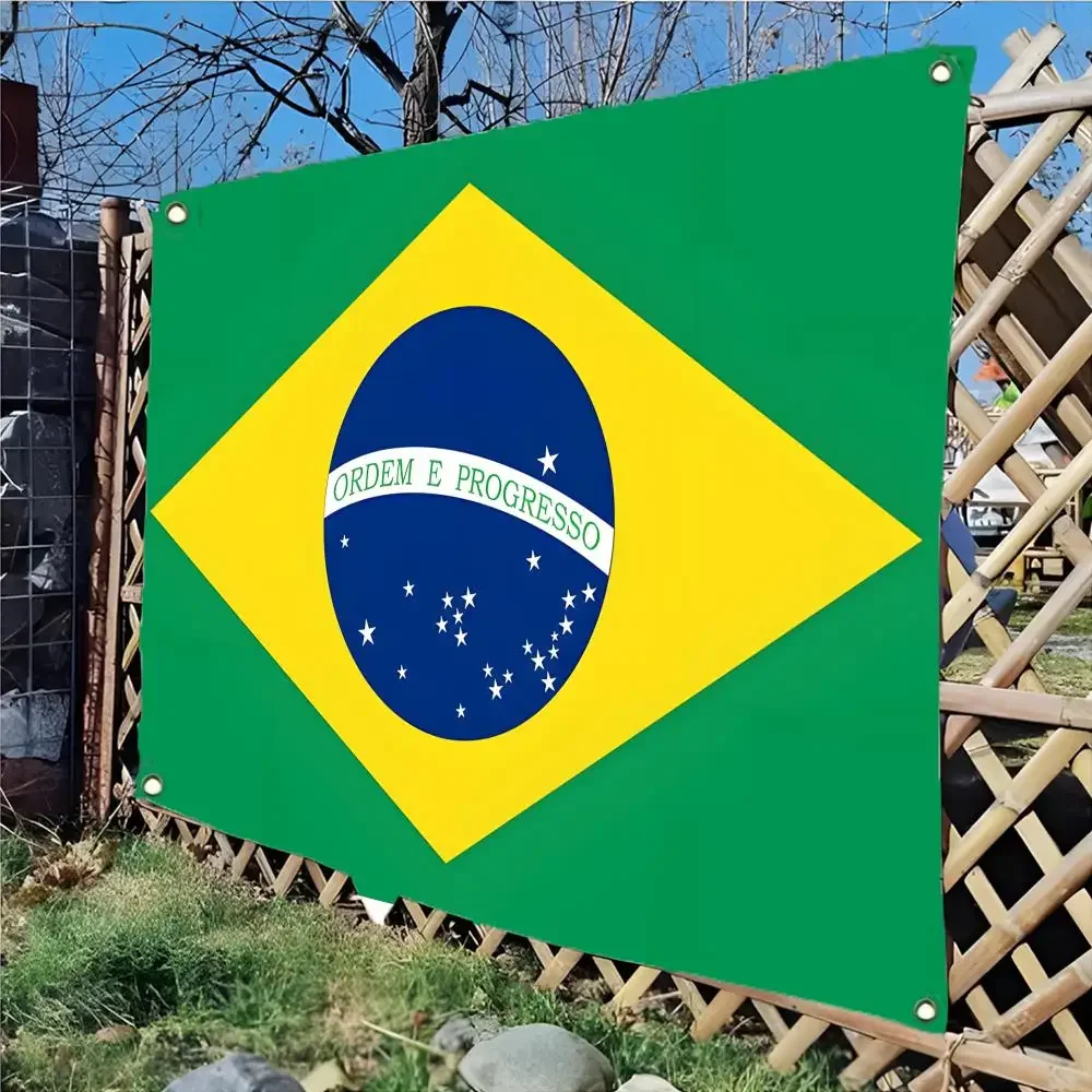 Flag of Brazil Flags Daily four ring borderless design indoor outdoor decor easy hang install