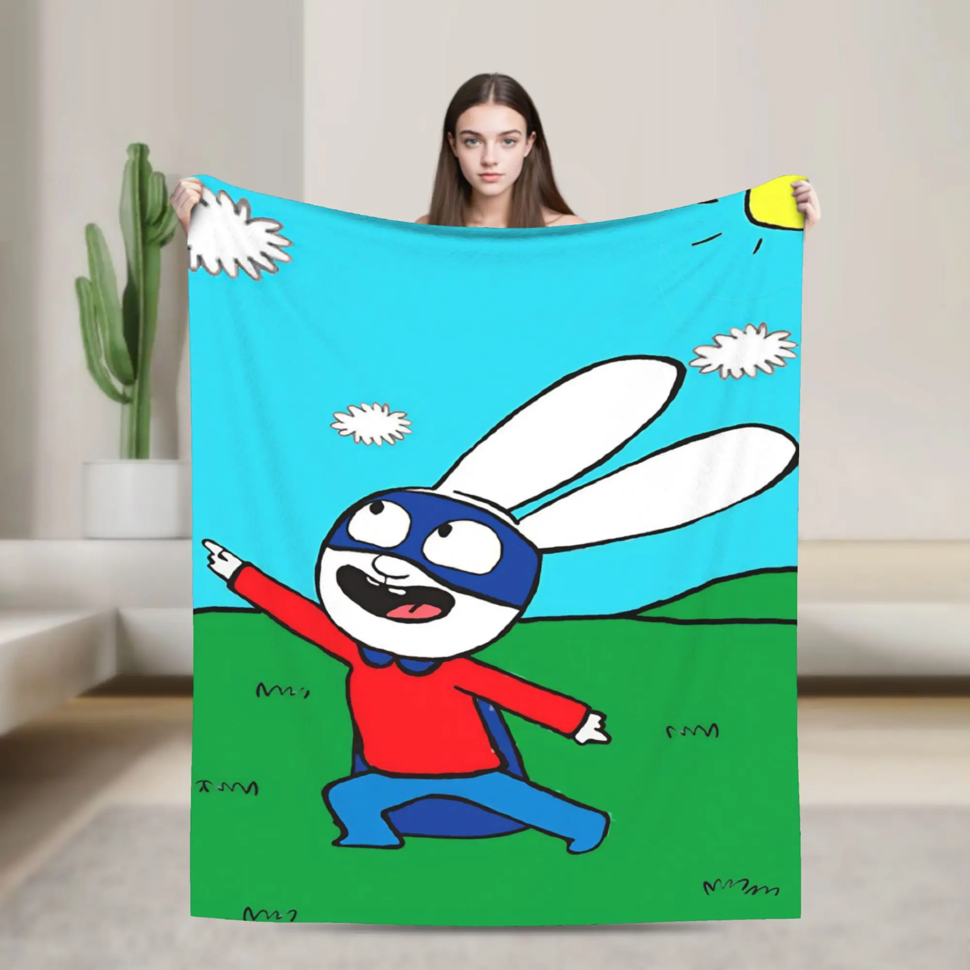 Funny Simon Super Rabbit Blanket Ultra-Soft Flannel  Cozy Throw Blanket Machine Washable