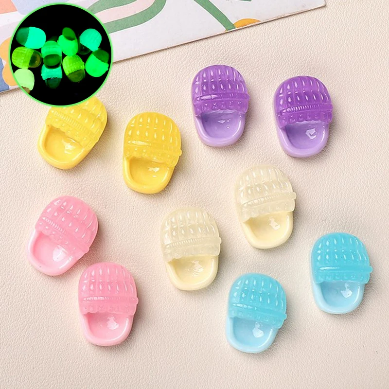 

10pcs/set Cartoon DIY Resin Accessories, Luminous Slippers, Cream Glue Accessories