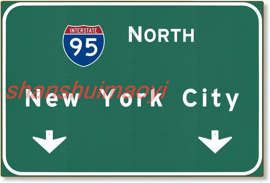 shan Tin Sign 8x12 inches American Yesteryear I-95 Interstate NYC New York City ny Metal Highway Freeway Sign 1pc