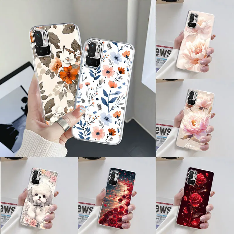 For Redmi Note 10 JE Case New Fashion Floral Soft Silicone TPU Phone Case For Xiaomi Redmi Note10T JE Back Cover Fundas Coque