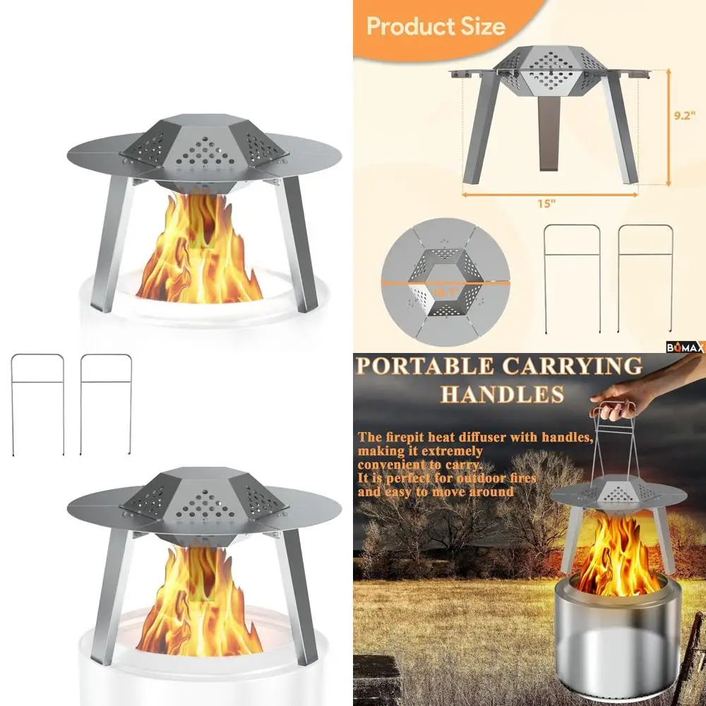

15 Portable Heat Diffuser with Carrying Handles or 15 Stainless Steel Fire Pit Accessory