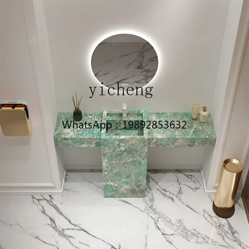 

Напольная умывальница-тумба Y1 из каменной плиты для улицы, интегрированная в мебель для ванной комнаты