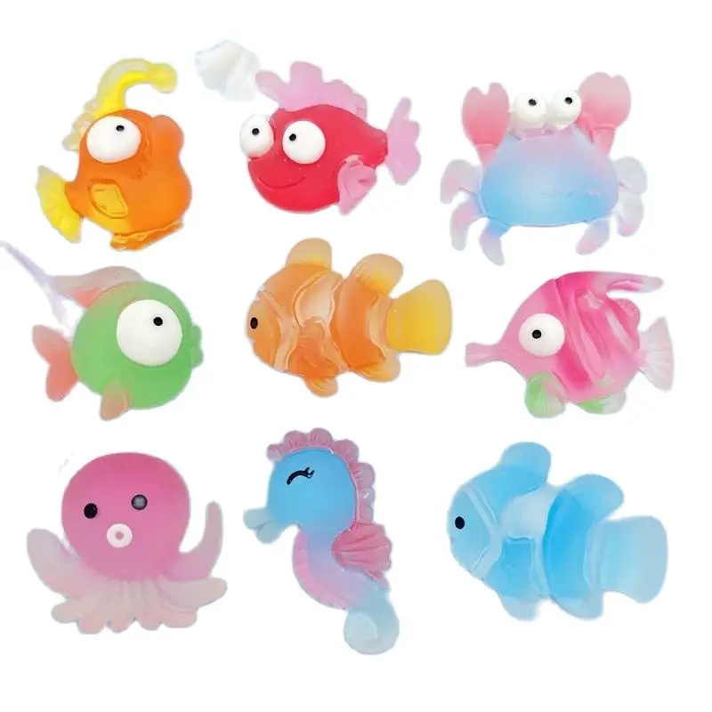 20pcs Resin Cartoon Octopus Crab Seahorse Ocean Series Flatback Cabochon Stone Scrapbook DIY Decor Home Figurine Crafts