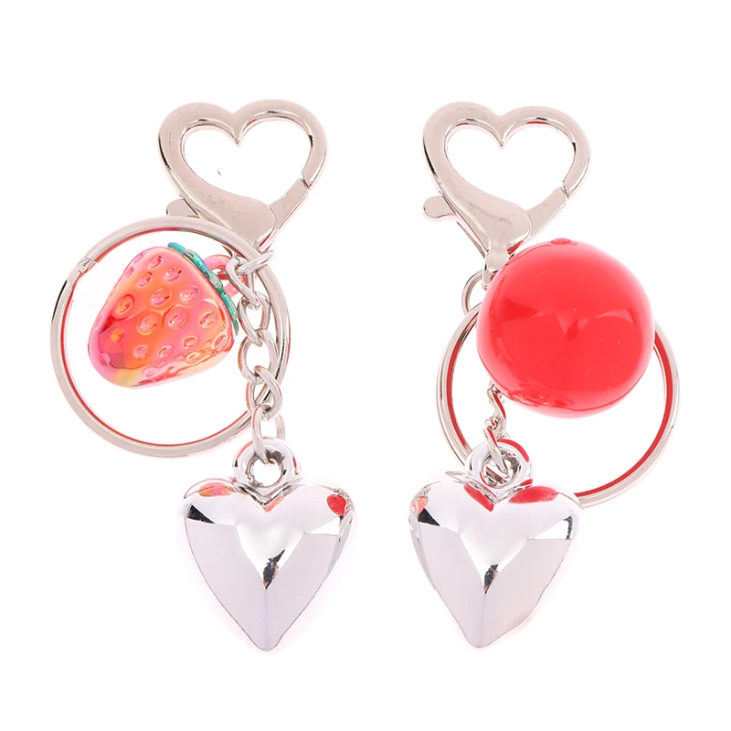 Portable Heart Shaped Keychain Bag Charm Silver Color Love Keyring With Delicate Pendant Fashionable Wallet Camera Accessory