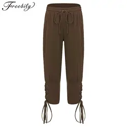Pirate Viking Pants Costume for Kids Boys Renaissance Medieval Pants Drawstring Trousers Halloween Cosplay Party Fancy Dress Up