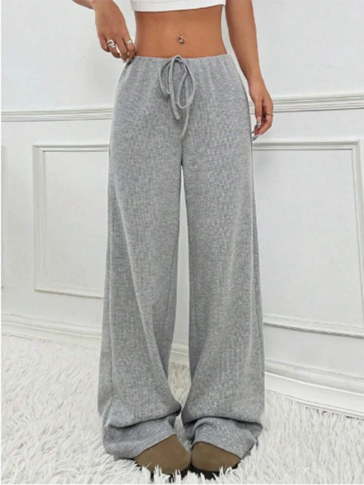 Pantaloni moda Y2K 2025 Pantaloni a gamba dritta a righe da donna con dettagli allacciati Stile High Street