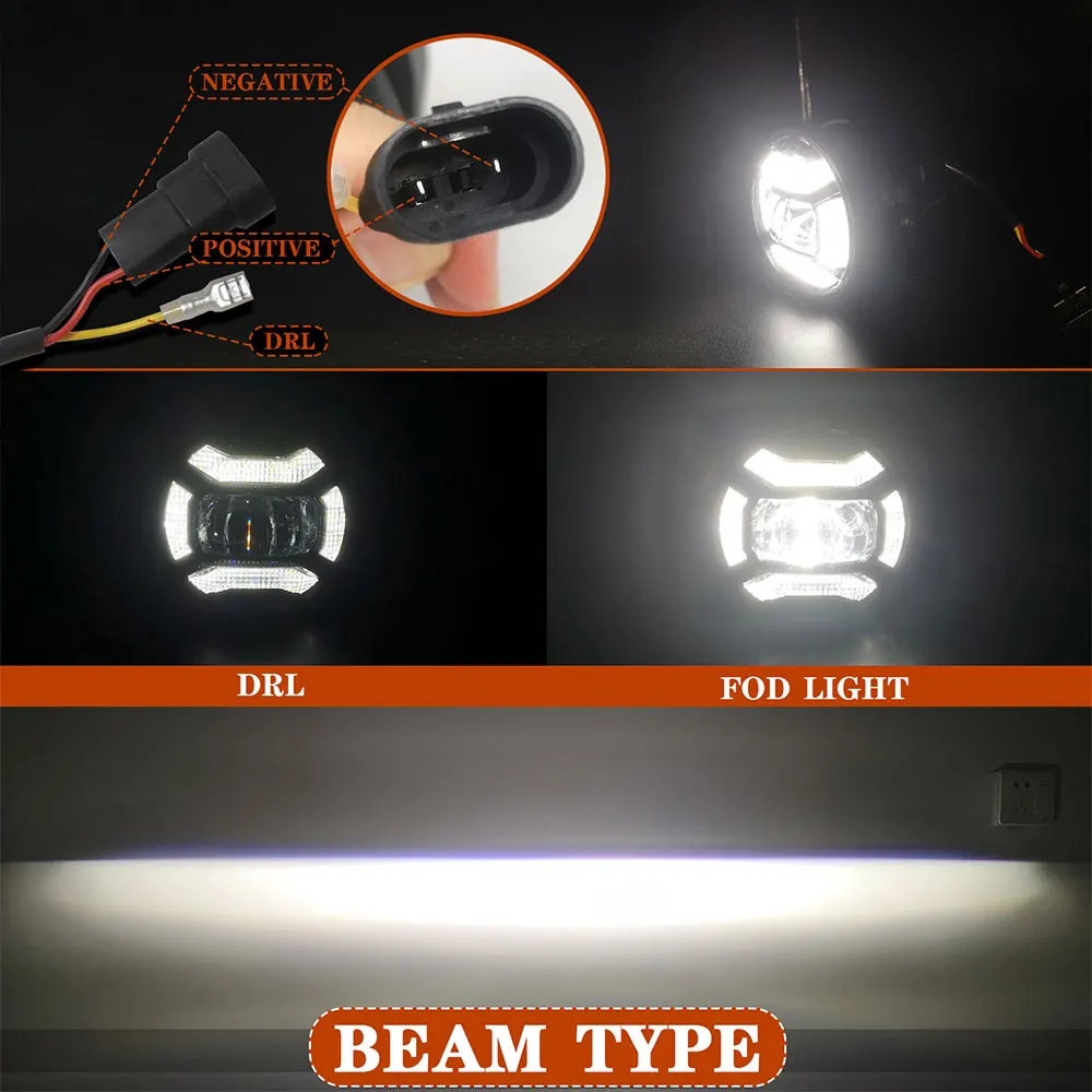 30W 4 Inch Round Led Fog Light White Halo Ring Angel Eyes &  Lamp DRL amber turning lights for Jeep Wrangler JK LJ TJ