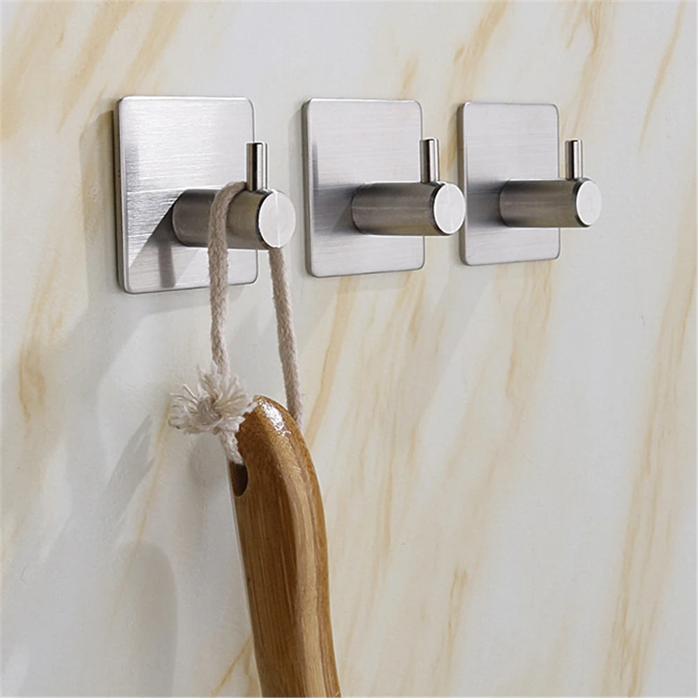 Self Adhesive Wall Coat Rack Key Holder Rack Aluminum Alloy Towel Hooks Clothes Rack Golden Hanging Hooks Bathroom Accessories