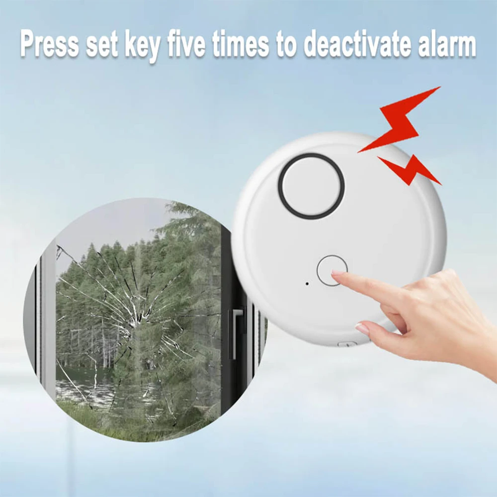 Vibration Sensitivity Adjustable Glass Break Window Alarm Sensor with Remote, AAA battery included