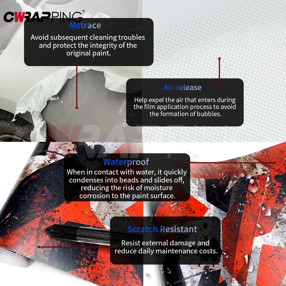 

Self-Adhesive Vinyl Wrap for Car Film Covering Anti-Scratch DIY Rust Texture Waterproof Motorcycle Stickers Wrapping Tools Auto